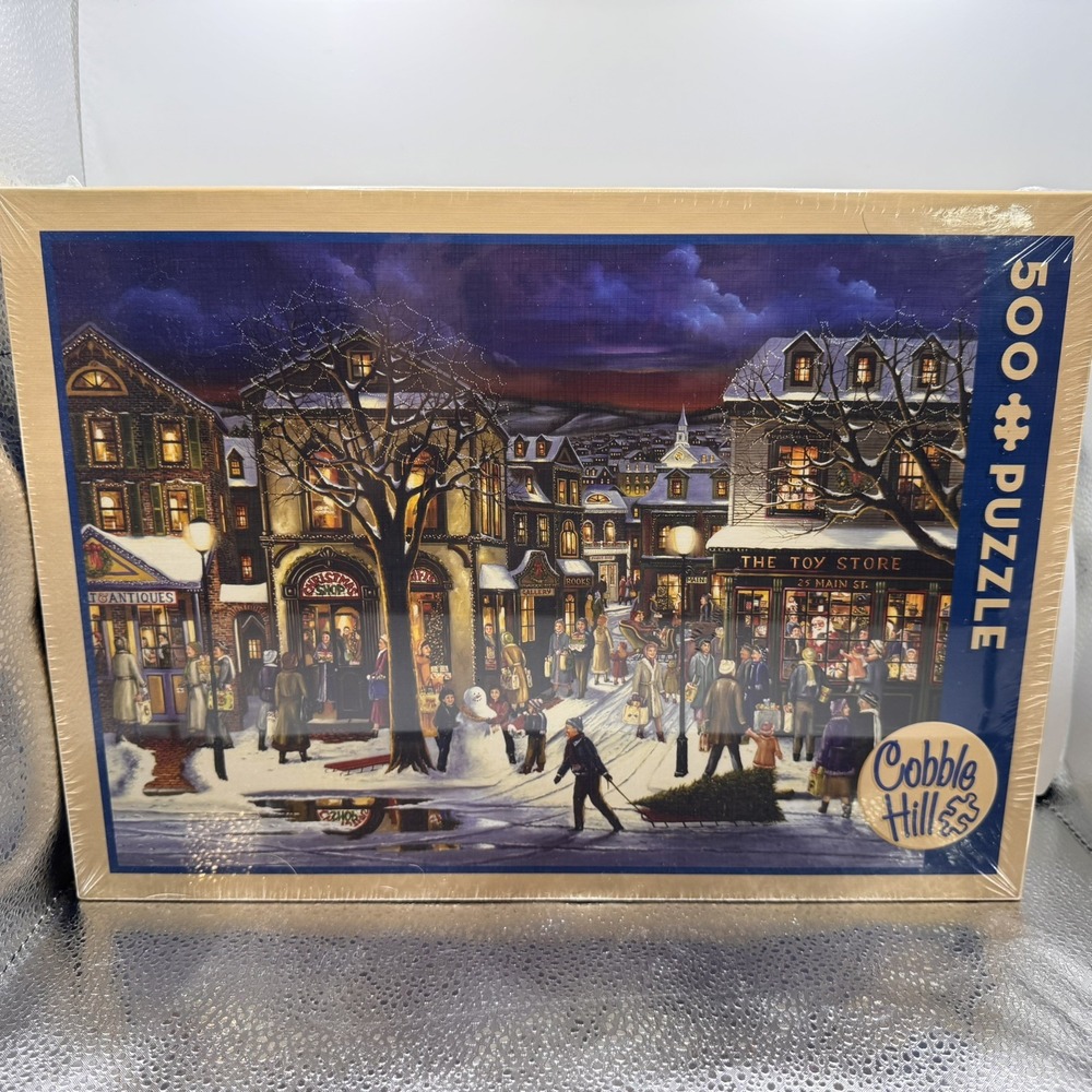 Cobble Hill "Tis The Season" Christmas Scene Toy Store Puzzle 500pc NEW USA Made